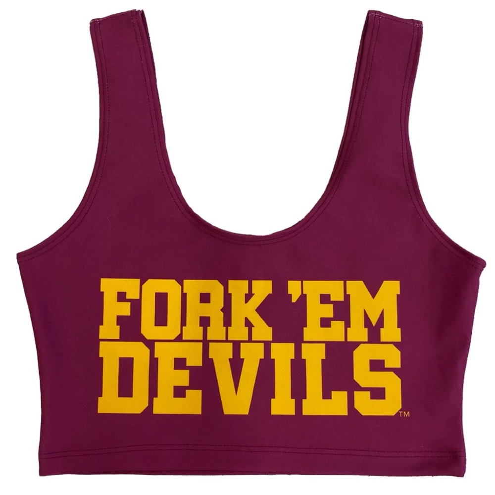 NWT Arizona State ASU Fork 'Em Crop Top. Size: One Size